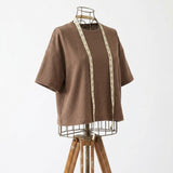 Brown Heathered-Marl Waffle Knit, Poly-Viscose