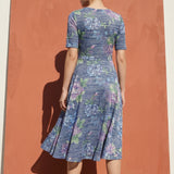 Blue Floral Chunky Knit, Poly-Viscose, 117 gsm