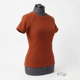 Brushed Polyester Viscose Stretch Waffle Knit Fabric, 273 gsm, 176 cm — Orange