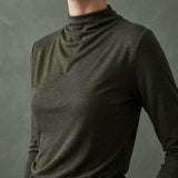 Dark Green Marl Jersey Knit, Cotton-Poly, 145 gsm