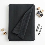 Black Fine-Stripe Rib Knit, Poly-Viscose