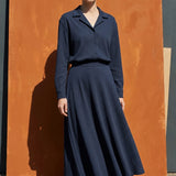 Polyester Stretch Waffle Knit Fabric, 260 gsm, 155 cm — Navy