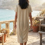 100% Linen Jersey Knit Fabric, 160 gsm, 125 cm — Khaki