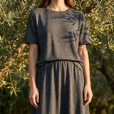 Dark Grey Marl Piqué Knit, Linen-Poly