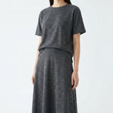 Dark Grey Marl Piqué Knit, Linen-Poly