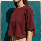 Dark Red Marl Jersey Knit, Cotton, 201 gsm