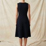 Dark Blue Tone-on-Tone Jersey Knit, Poly-Viscose