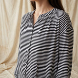 Black Horizontal-Stripe Jersey Knit, Viscose-Cotton