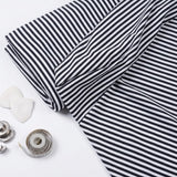 Black Horizontal-Stripe Jersey Knit, Viscose-Cotton