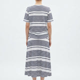 Navy Horizontal-Stripe Jersey Knit, Linen-Cotton