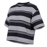 Black Horizontal-Stripe Jersey Knit, Cotton-Modal, 160 gsm