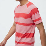 White Horizontal-Stripe Jersey Knit, Cotton-Modal