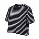 Black Horizontal-Stripe Jersey Knit, Poly-Viscose, 155 gsm, 160 cm