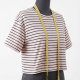 White Horizontal-Stripe Jersey Knit, Cotton, 165 gsm