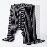 Black Horizontal-Stripe Jersey Knit, Viscose, 155 gsm, 160 cm