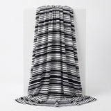 Black Horizontal-Stripe Jersey Knit, Viscose, 130 gsm, 155 cm