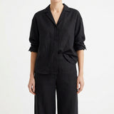 Polyester Stretch Linen-Look Fabric, 200 gsm, 175 cm — Black