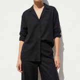 Polyester Stretch Linen-Look Fabric, 200 gsm, 175 cm — Black
