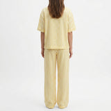 Yellow Vertical-Stripe Linen-Look, Polyester