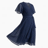Black Horizontal-Stripe Chiffon, Polyester