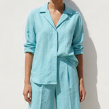100% Polyester Linen-Look Fabric, 115 gsm, 147 cm — Blue, ref EF-3695