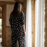 White Floral Linen-Look, Polyester, 115 gsm