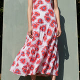 Red Floral Poplin, Cotton, 135 gsm