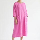 Linen Cotton Woven Fabric, 140 gsm, 142 cm — Pink