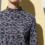 Dark Blue Brushstrokes Jersey Knit, Poly-Cotton