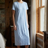 Light Blue Marl Jersey Knit, Poly-Linen, 135 gsm