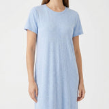 Light Blue Marl Jersey Knit, Poly-Linen, 135 gsm