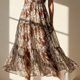 Brown Animal Print Chiffon, Polyester
