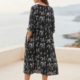 Black Abstract Linen-Look