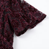 Burgundy Floral Lace, Polyester, 125 gsm