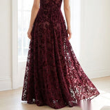 Burgundy Floral Lace, Polyester, 125 gsm