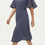 Navy Stripe Mesh, Polyester