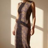 Purple Geometric Jacquard, Poly-Viscose