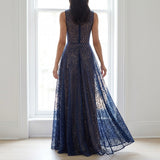 Navy Openwork Lace