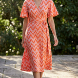 Orange Zigzag Jacquard, Viscose, 290 gsm, 160 cm, ref EF-4795