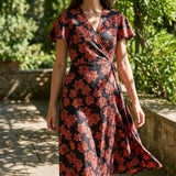 Red Floral Poplin, Cotton, 206 gsm