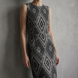 Black Textured-Diamond Jacquard, Poly-Viscose