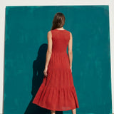 Red Horizontal-Stripe Mesh, Polyester, 208 gsm