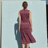 Pink Geometric-Diamond Jacquard, Poly-Metallic