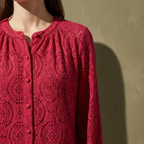 Magenta Openwork Jersey Knit, Polyester