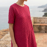 Pink Tone-on-Tone Jacquard, Poly-Linen