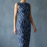Blue Vertical-Stripe Poplin, Cotton, 364 gsm
