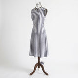White Vertical-Stripe Chunky Knit, Poly-Metallic