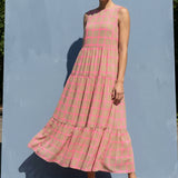 Pink Check Chiffon