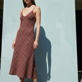 Rust Geometric Chunky Knit, Poly-Viscose