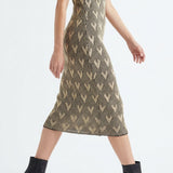 Grey Geometric Chunky Knit, Acrylic-Metallic